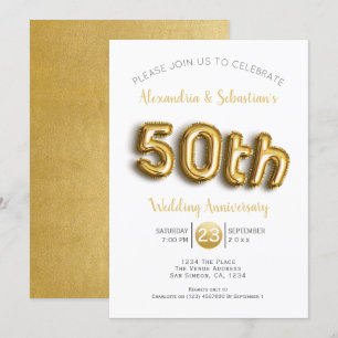 50th Wedding Anniversary Personalized Faux Gold Invitation