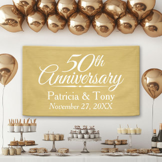 50th Wedding Anniversary Personalized - gold Banner