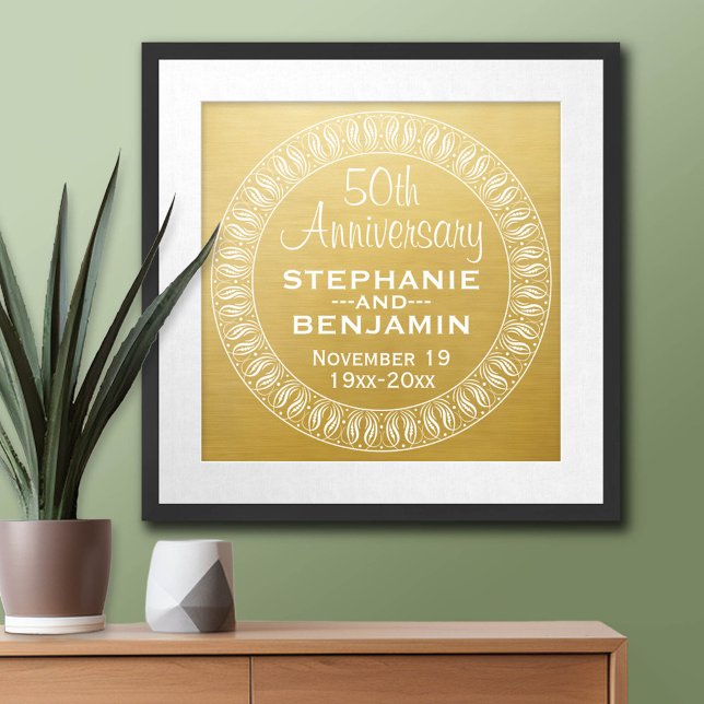 50th Wedding Anniversary Personalized gold Poster (Anniversary Poster)