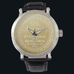 50th Wedding Anniversary Personalized gold Watch<br><div class="desc">NOT REAL gold foil -- just a PRINT. Traditional Gold and White Border - Perfect gift for parents or grandparents. A keepsake that you can customize.</div>
