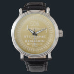 50th Wedding Anniversary Personalized gold Watch<br><div class="desc">NOT REAL gold foil -- just a PRINT. Traditional Gold and White Border - Perfect gift for parents or grandparents. A keepsake that you can customize.</div>