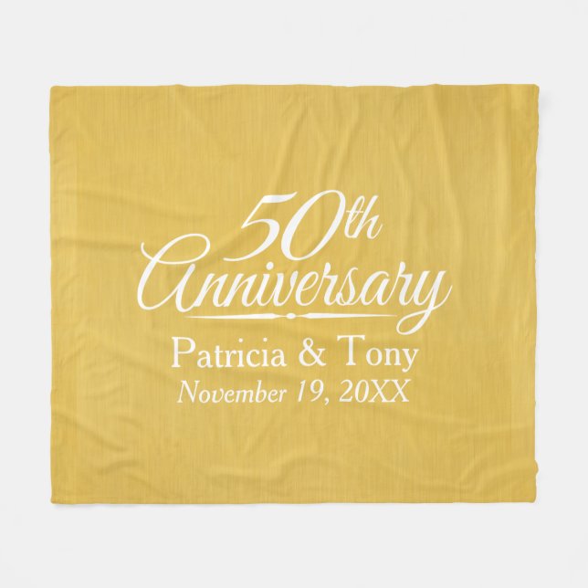 50th Wedding Anniversary Personalized Golden Fleece Blanket (Front (Horizontal))