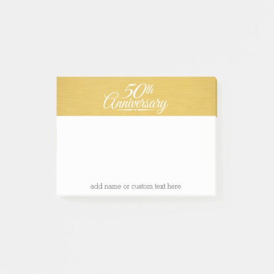 50th Wedding Anniversary Personalized Golden Post-it Notes