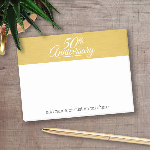 50th Wedding Anniversary Personalized Golden Post-it Notes