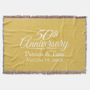 50th Wedding Anniversary Personalized Golden Throw Blanket