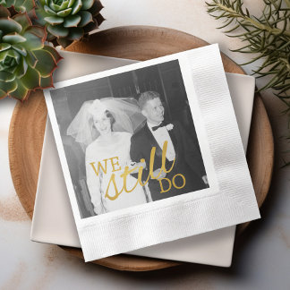 50th Wedding Anniversary Personalized Photo Golden Napkin