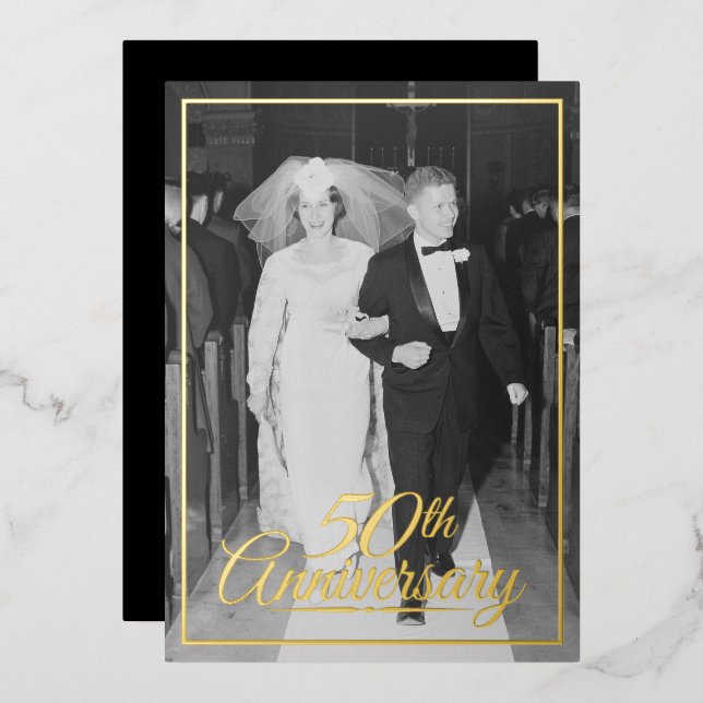 50th Wedding Anniversary Photo and Gold (Front/Back)