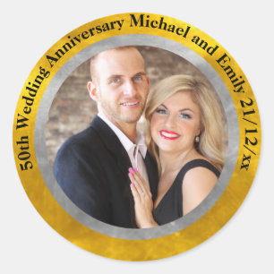 50th Wedding ANNIVERSARY PHOTO Classic Round Sticker