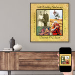 50th Wedding Anniversary Photo Collage Gold Poster<br><div class="desc">Create your own photo collage for a unique 50th Wedding Anniversary Gift. This elegant and modern design has a gold and black colour palette with a glitter and texture effect. The photo template is set up ready for you to add 4 of your favourite photos from the last 50 years,...</div>