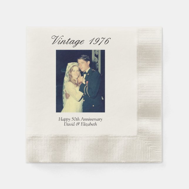 50th Wedding Anniversary Photo Elegant Retro Napkin (Front)