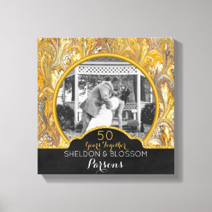 50th Wedding Anniversary Photo Gold 50 Years Canvas Print