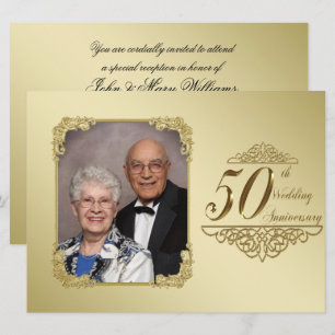 50th Wedding Anniversary Photo Invitation Card