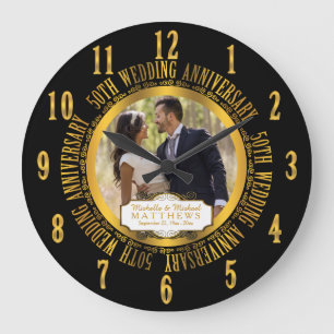 50th Wedding Anniversary Photo Keepsake Large Clock