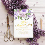 50th Wedding Anniversary Purple Gold Floral Invitation<br><div class="desc">Elegant 50th wedding anniversary invitations featuring a classic white background, a pastel purple watercolor floral display, a stylish faux gold foil typographic title and a modern anniversary party template. For further personalization, please click the "Customize it" button to modify this template. All text style, colours, and sizes can be modified...</div>