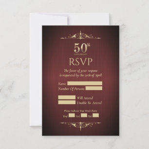 50th Wedding Anniversary Red Response Card