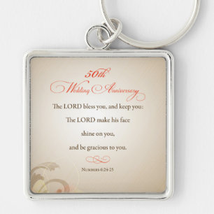 50th Wedding Anniversary, Religious Lord Bless Keychain