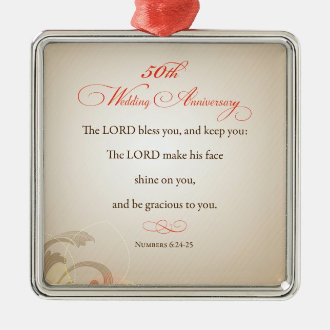 50th Wedding Anniversary, Religious Lord Bless Metal Ornament (Front)