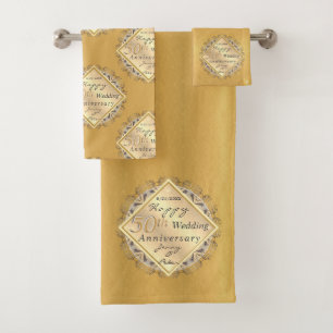 50th Wedding Anniversary Rose Gold Towel