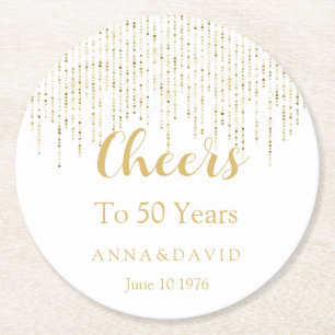 50th Wedding Anniversary Round Paper Coaster