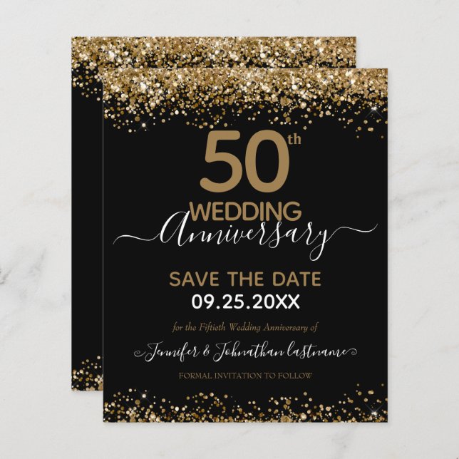 50th Wedding Anniversary Save the Date Budget (Front/Back)