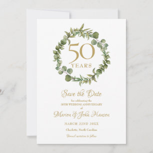 50th Wedding Anniversary Save the Date Garland  Invitation