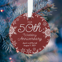 50th Wedding Anniversary Snowflakes Dark Red