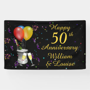 50th Wedding Anniversary Sparking Wine Celebration Banner