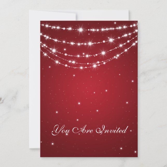 50th Wedding Anniversary Sparkling Chain Red Invitation (Front)