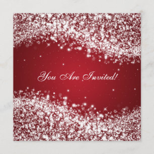 50th Wedding Anniversary Sparkling Wave Red Invitation