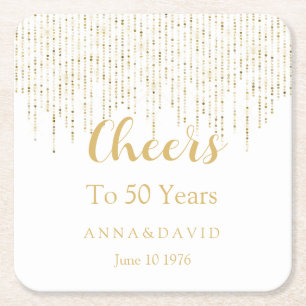 50th Wedding Anniversary Square Paper Coaster