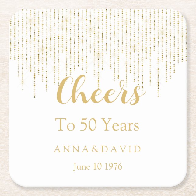 50th Wedding Anniversary Square Paper Coaster (Front)
