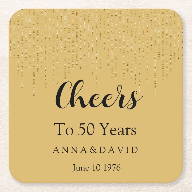 50th Wedding Anniversary Square Paper Coaster (Front)