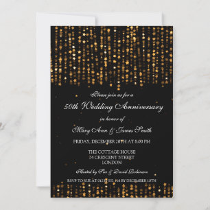 50th Wedding Anniversary Star Confetti Gold Invitation