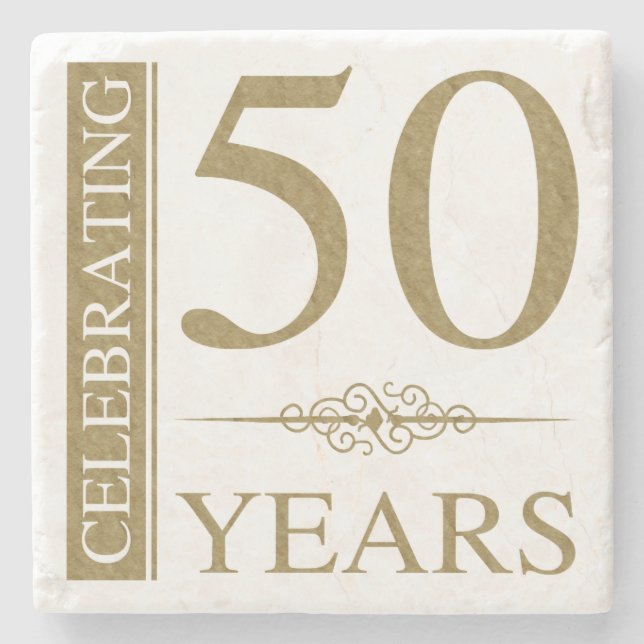 50th Wedding Anniversary Stone Coaster (Front)