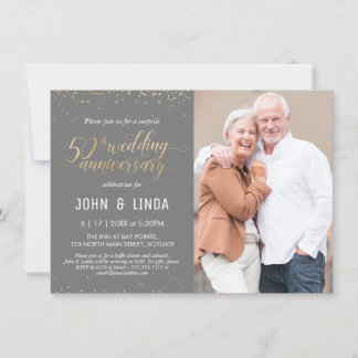 50th Wedding Anniversary Surprise Party w/ Photo I Invitation