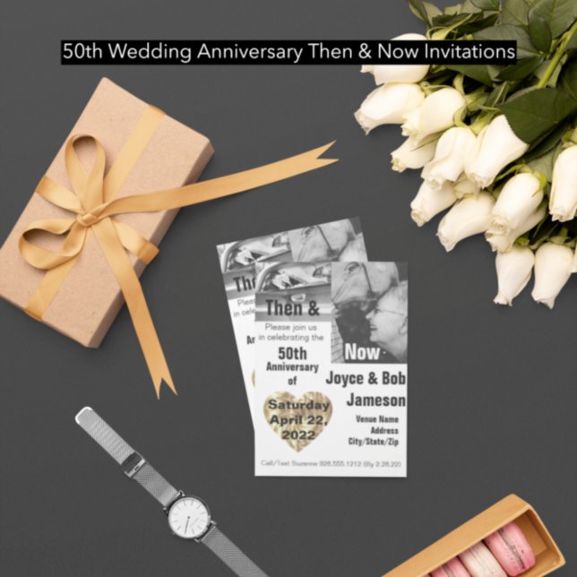 50th Wedding Anniversary Then & Now Photo Invitation (Creator Uploaded)