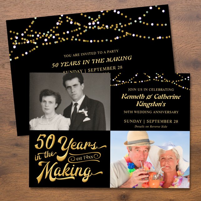 50th Wedding Anniversary Then & Now Photos Party Invitation (Creator Uploaded)