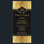 50th Wedding Anniversary Vows Renewal Program<br><div class="desc">Golden floral 50th (any year) Wedding Anniversary Vows Renewal Program Rack card</div>