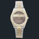 50th Wedding Anniversary Watch<br><div class="desc">Elegant, luxury, modern, adorable, unique golden watch personalized 50th Wedding anniversary gift for couple, with names, date, romantic string lights and floral lace.</div>