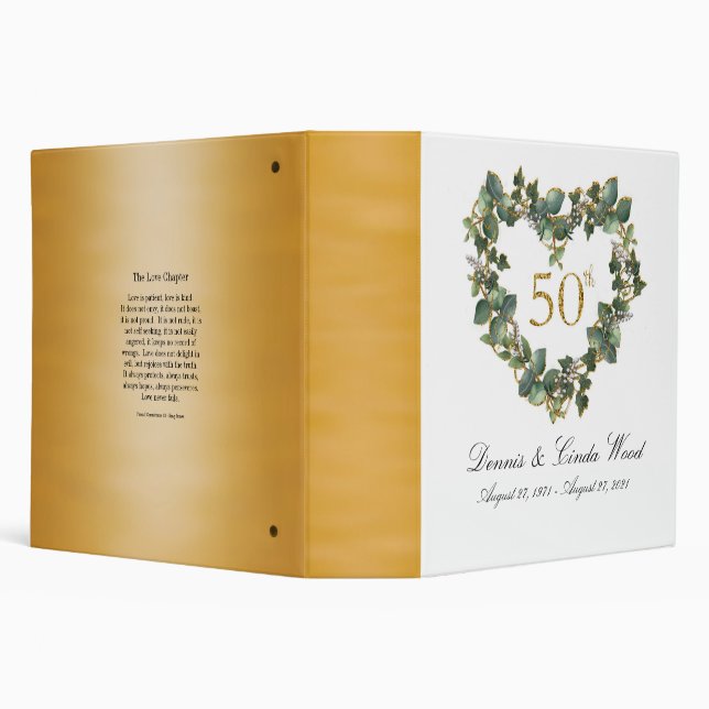 50th Wedding Anniversary Watercolor Heart Floral Binder (Background)
