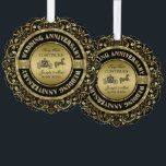 50th Wedding Anniversary-Wedding Horse & Carriage Ornament Card<br><div class="desc">Glamourous,  elegant 50th wedding anniversary commemorative plate. Black and gold with diamond accents. Wedding horse and carriage and black and gold. Customizable text. The fairy tale continues.</div>