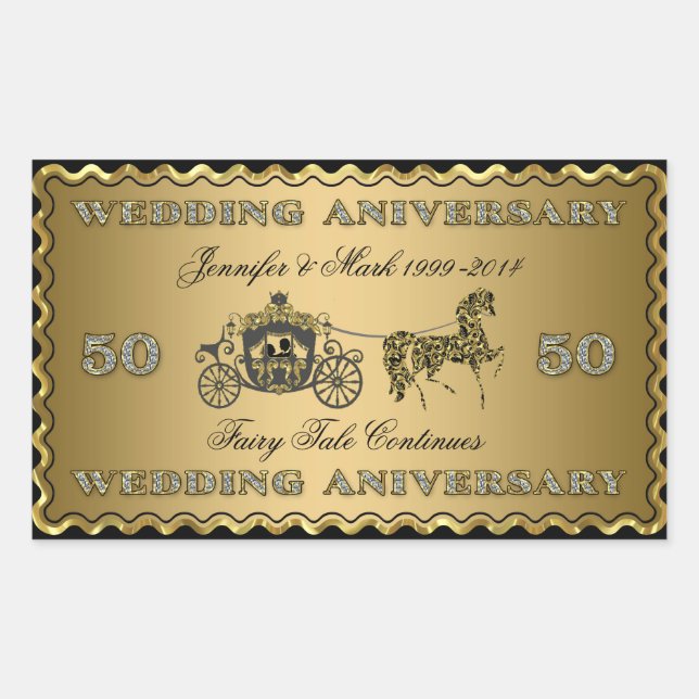 50th Wedding Anniversary-Wedding Horse & Carriage Sticker (Front)
