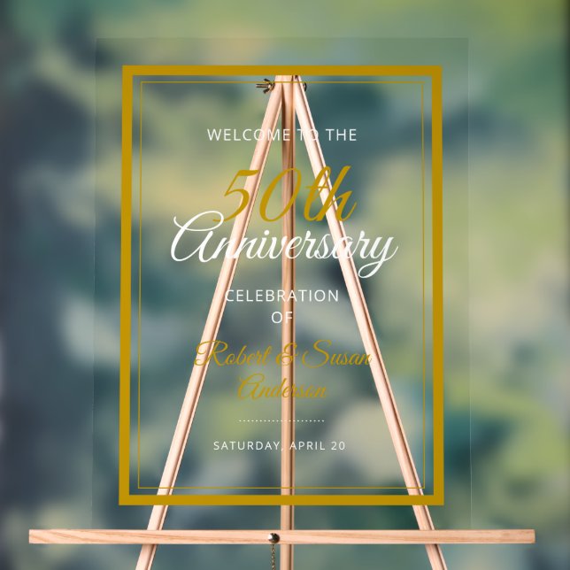 50th Wedding Anniversary Welcome Acrylic Sign (Neutral)