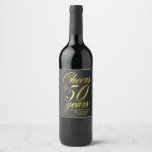 50th Wedding Anniversary Wine Label<br><div class="desc">Cheers to 50 years! The perfect wine bottle label for your 50th anniversary party. Personalised with names and dates,  this drink label would make a wonderful golden wedding anniversary gift.</div>