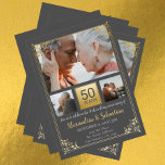 50th Wedding Anniversary With Frame Personalized Invitation<br><div class="desc">50th Wedding Anniversary With frame Personalized Grey and Gold Photo flat card from Ricaso  ...  ideal for anniversaries</div>