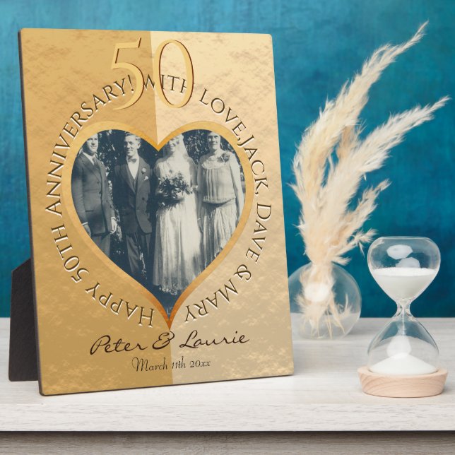 50th Wedding AnniversaryTabletop Plaque with Easel (Side)