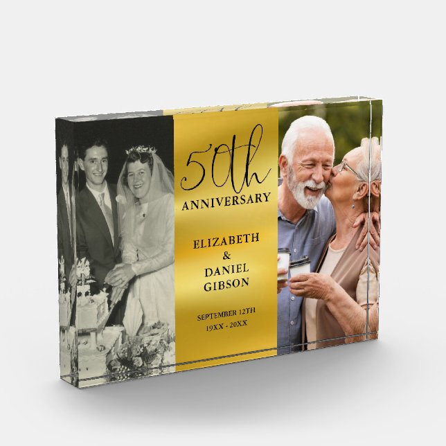 50th Wedding Golden Anniversary 2 Photo Block (Left)