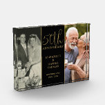 50th Wedding Golden Anniversary 2 Photo Block<br><div class="desc">This chic black and gold 50th wedding anniversary keepsake can be personalized with your two special photos and anniversary information in elegant text. Designed by Thisisnotme©</div>