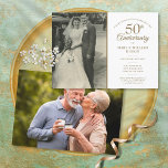 50th Wedding Golden Anniversary 2 Photo Invitation<br><div class="desc">Personalize with your favourite wedding photo and your special 50th golden wedding anniversary celebration details in chic gold typography. The reverse features a second photo of the happy couple now. Designed by Thisisnotme©</div>