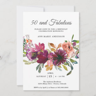 50th Wildflower Birthday Invitation